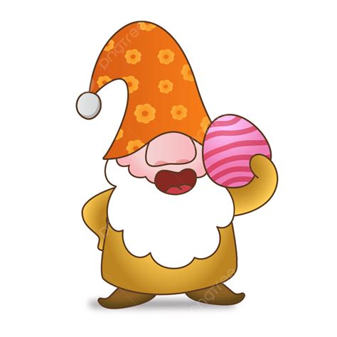 Easter Gnome Clipart Hd Png Orange Easter Gnome Brings Egg Easter Egg