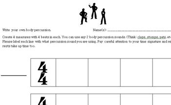 Body Percussion Composition Template By Elementary Elvis Tpt