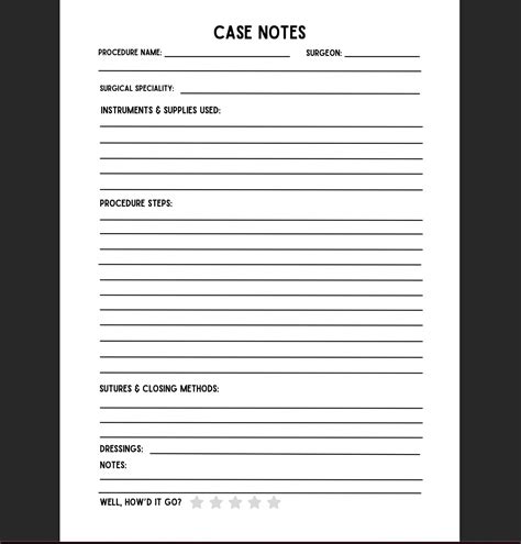 Case Note Template For Surgical Tech Students New Scrub Techs Or