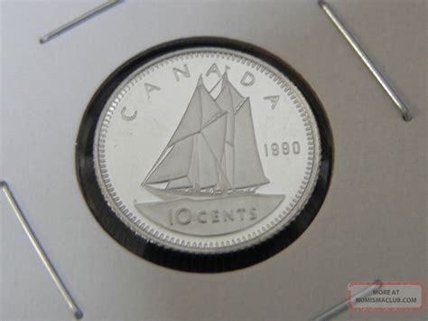 1990 Proof Unc Canadian Canada Bluenose Dime Ten 10 Cent