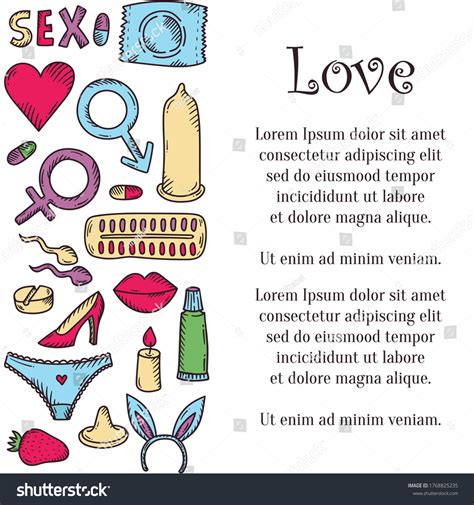 Sex Healthcare Doodle Colorful Cartoon Icons Stock Vector Royalty Free