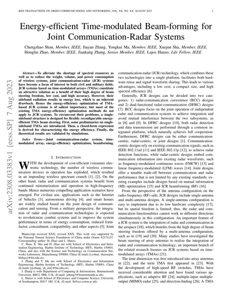 PDF Energy Efficient Time Modulated Beam Forming For Joint