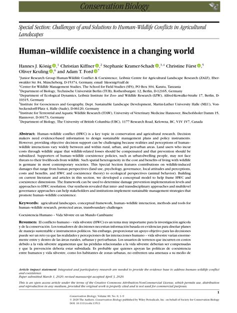 Pdf Human Wildlife Coexistence In A Changing World