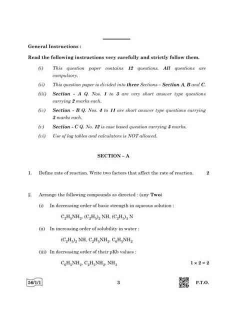 Cbse Class 12 Chemistry Question Paper 2023 2022 2020 2019 Pdf Download