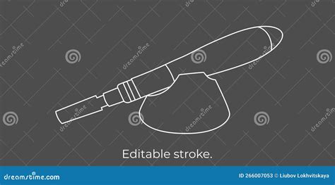 Derma Roller Dermapen Or Mesopen Line Icon For Face Treatment Vector