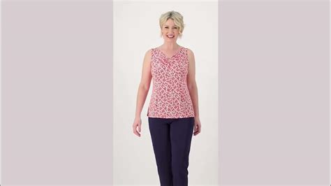 Susan Graver Printed Liquid Knit Sleeveless Top With Ring Detail On Qvc