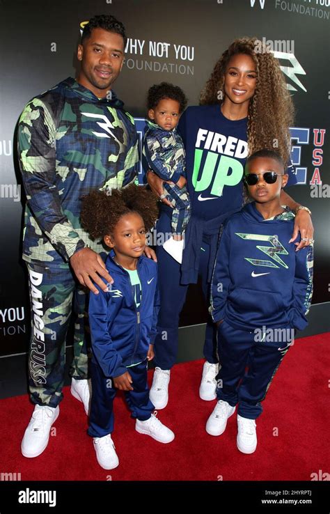 Russell Wilson, Ciara & children attending Russell Wilson & Ciara 3Brand Launch held at Rookie ...