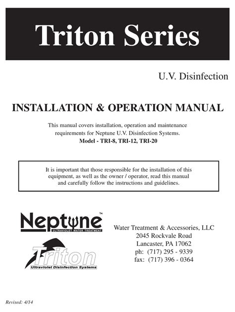 TRITON NEPTUNE TRI SERIES INSTALLATION & OPERATION MANUAL Pdf Download | ManualsLib