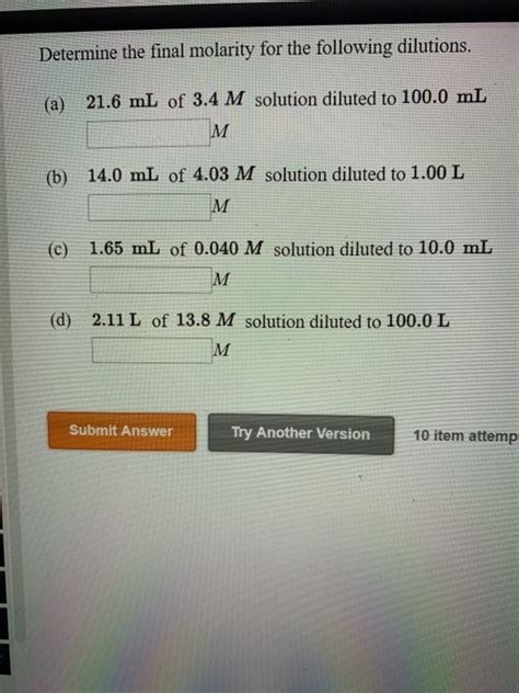 How To Find Molarity Of Dilute Solution