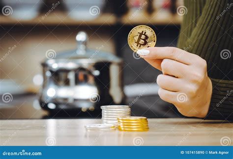 Hand Hold Bitcoin Coin Stock Photo Image Of Digital