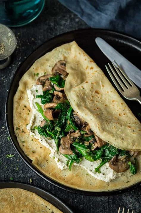 Vegan Spinach And Mushroom Crepes With Almond Cheese Domestic Gothess