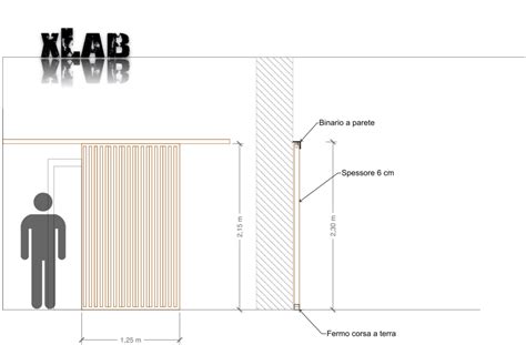 Porta Scorrevole Listelli In Legno Con Binario Esterno L 125 H 230 Cm