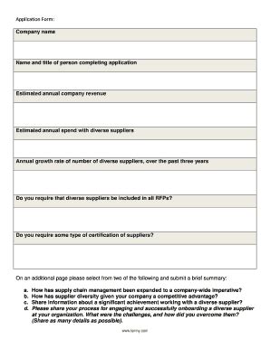 Fillable Online Supplier Diversity Award ISM New York Fax Email Print