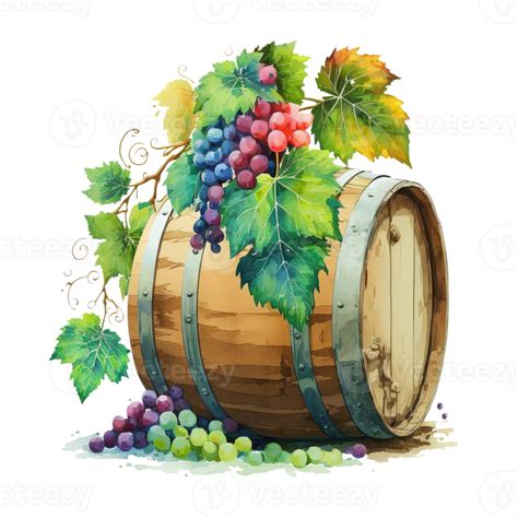 Free Du Vin Baril Grain De Raisin Vigne Aquarelle Ai Génératif 23399972