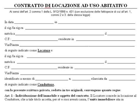 Diagramma Image Schema Contratto Di Locazione Ad Uso Abitativo Con