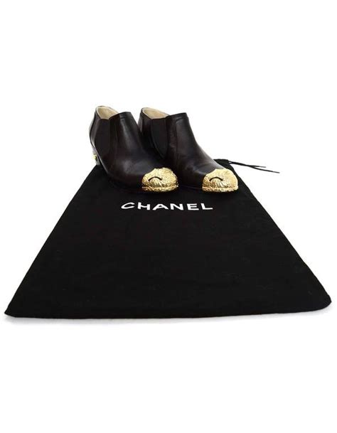 Chanel Black Leather Parisdallas Ankle Booties Sz 405 For Sale At 1stdibs