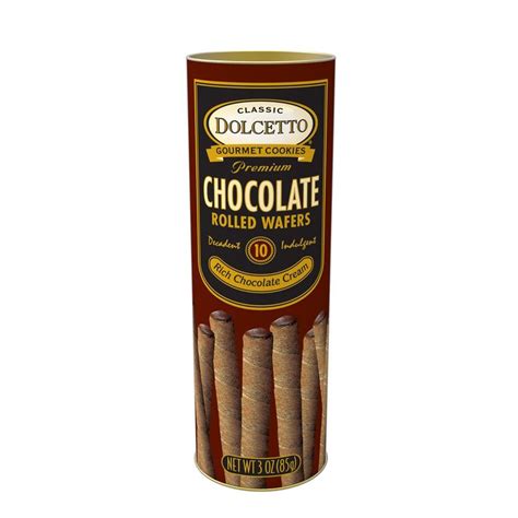 Dolcetto Rolled Wafers Chocolate 3oz Canister Gourmet Cookies