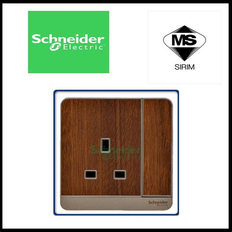 Schneider Avataron 13a 250v 1 Gang Switched Socket Dark Wood Shopee