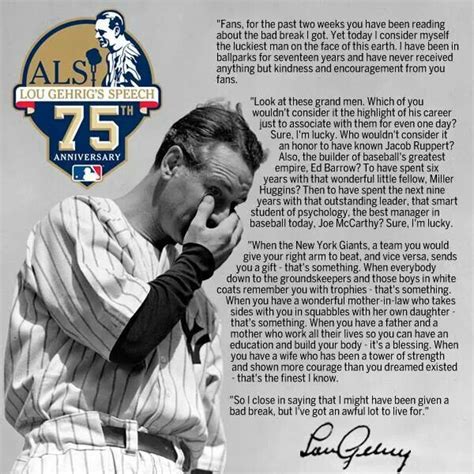 Lou Gehrig S Speech Lou Gehrig Yankees Baseball Baseball Quotes