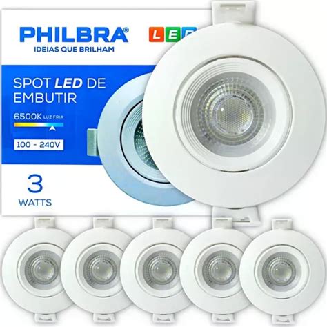 Kit De 5 Luces LED Direccionales Integradas Con Puntos Redondos 3 W