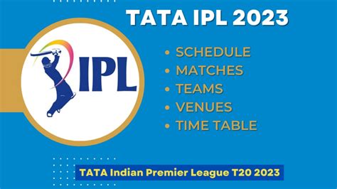 Ipl 2023 Schedule Matches Teams Venues Time Table All Details