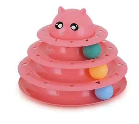 Brinquedo Interativo P Gatos Torre De Bolinhas 4 Niveis Ros