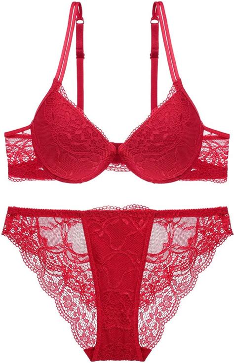 Ylishi Women Fashion Push Up Bra Panty Set Underwear Breathable Lace