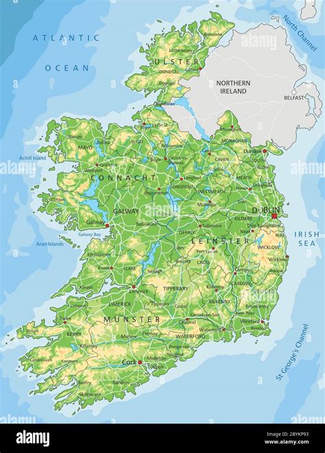 Mappa Fisica Irlanda Con Etichettatura Immagine E Vettoriale Alamy