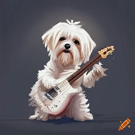 Cute Dog Playing Electric Bass Guitar On Craiyon