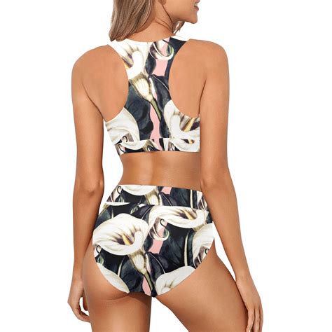 Pattern Calla Lily Flower Ii Crop Top Bikini Set Model S Id D