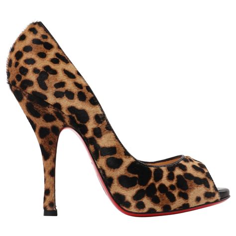 Louboutin Red Suede Spike And Leopard Print Pony Hair Platform Heels