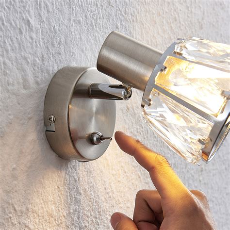 Lindby Kosta wall light with switch, nickel | Lights.co.uk