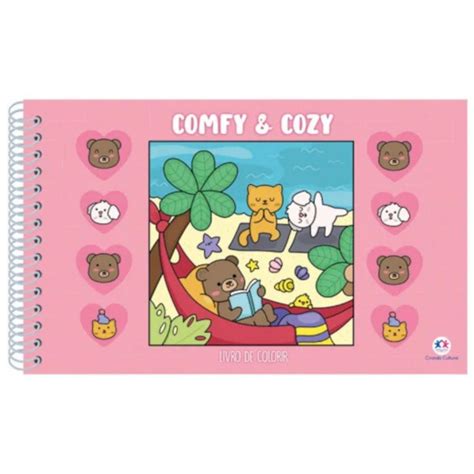 Livro De Colorir Comfy E Cozy - Livro de Colorir Espiral Pink Capa Dura Comfy e Cozy - Confortável e ...