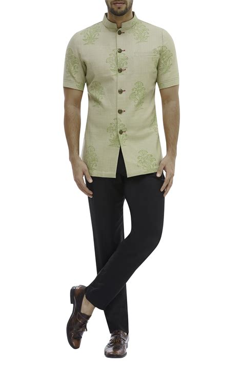 Buy Beige Cotton Canvas Hand Block Print Shirt For Men By Gaurav Katta