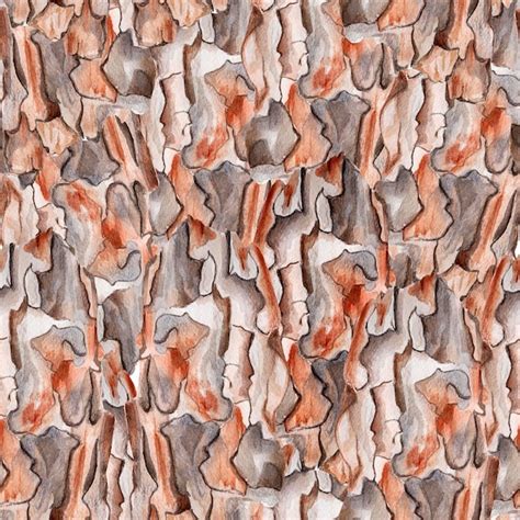 Premium Photo Pine Bark Watercolor Seamless Pattern