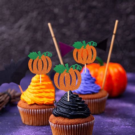 24 Pcs Pumpkin Cupcake Toppers Fall Theme Cake Picks For Baby Shower