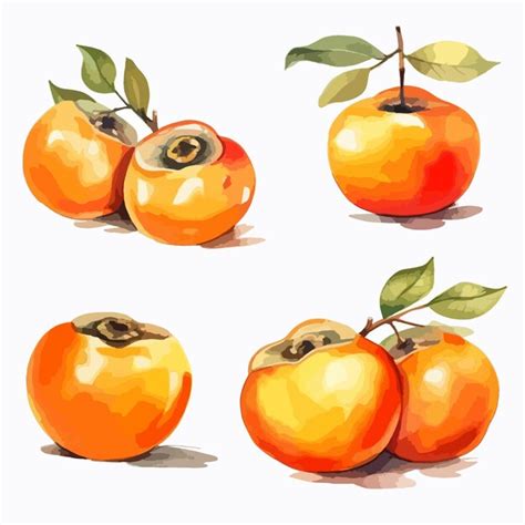 Premium Vector Captivating Watercolor Illustration Of A Ripe Persimmon