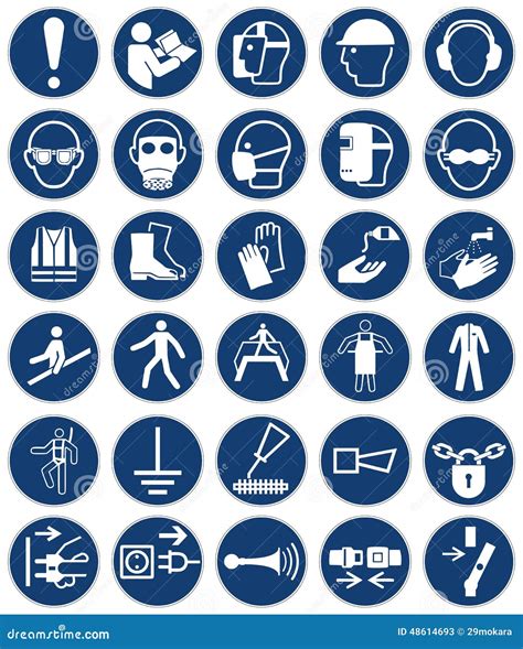 Standard Mandatory Action Sign Collection Stock Vector Illustration