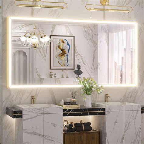 Amazon Keonjinn Gold LED Bathroom Mirror 72 X 36 With Frontlit