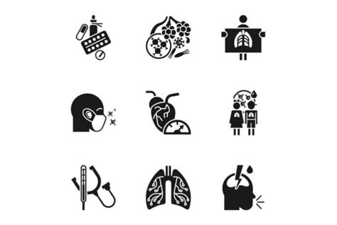 Pneumonia Disease Icon Set Simple Style Graphic By Nsit0108 Creative