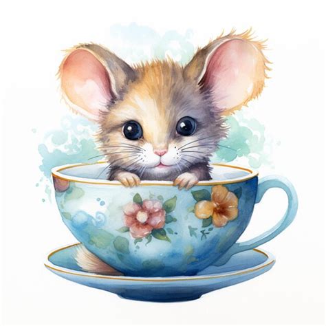 Premium Ai Image There Is A Small Mouse Sitting In A Teacup With A