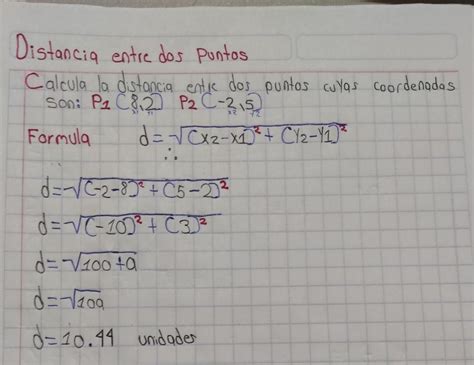 Calcula La Distancia Entre Dos Puntos Cuyas Coordenadas Son P Y