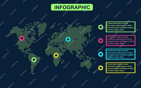 Premium Vector World Map Infographic Template Design With Pointer Marks