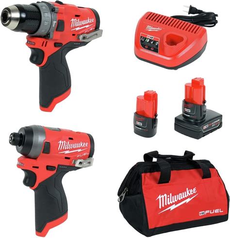 Milwaukee M12 Fuel 12 Volt Li Ion Brushless Cordless Hammer Drill And Impact Driver Combo Kit 2