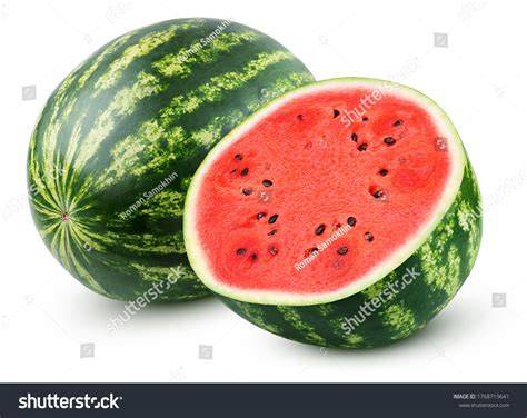 Ripe Whole Watermelon Half Isolated On Stock Photo 1768719641