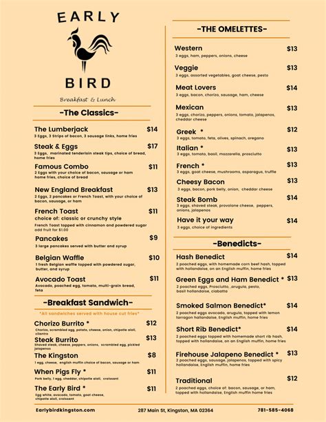 Menu – Early Bird