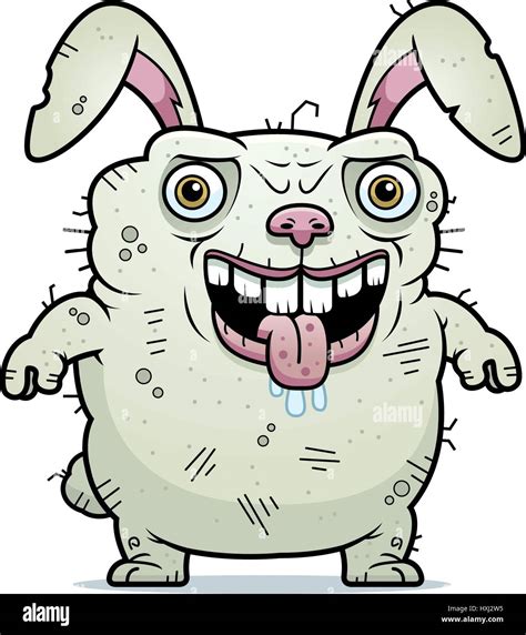 A Cartoon Illustration Of An Ugly Bunny Standing Stock Vector Image