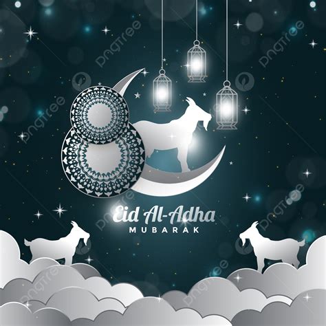 Mooi Islamitisch Festival Eid Al Adha Mubarak Blauwe Achtergrond Eid