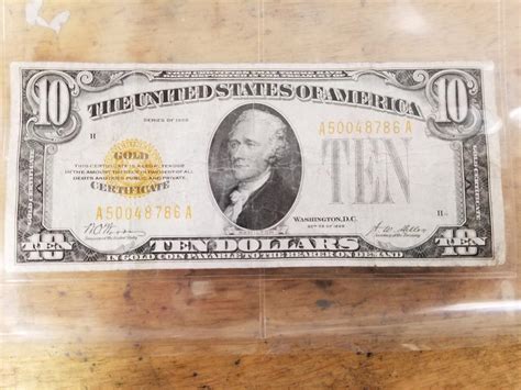 1928 Gold Certificate 10 Dollar Bill Vf Plus Woods Andmellon 1881783852