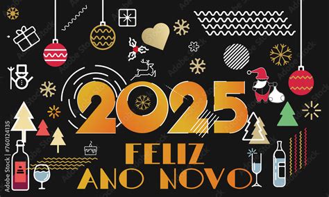 Cart O Ou Banner Para Desejar Um Feliz Ano Novo Em Ouro Sobre